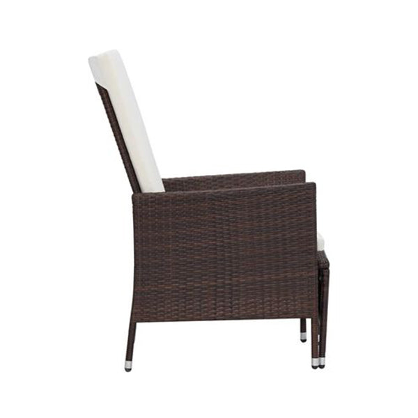 Reclining Garden Chair With Cushions Poly Rattan Brown