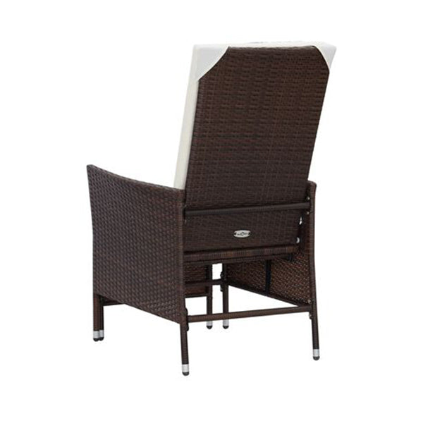 Reclining Garden Chair With Cushions Poly Rattan Brown