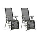 Reclining Garden Chairs 2 Pcs Textilene And Aluminum Silver