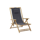 Reclining Relaxing Chair Dark Grey Bamboo And Fabric
