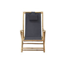 Reclining Relaxing Chair Dark Grey Bamboo And Fabric