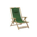 Reclining Relaxing Chair Green Bamboo And Fabric