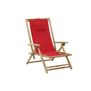 Reclining Relaxing Chair Red Bamboo And Fabric