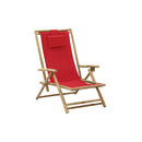 Reclining Relaxing Chair Red Bamboo And Fabric