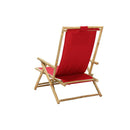 Reclining Relaxing Chair Red Bamboo And Fabric