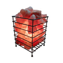 Rectangle Iron Basket Himalayan Pink Salt Lamp Rock Crystal Bulb