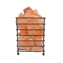 Rectangle Iron Basket Himalayan Pink Salt Lamp Rock Crystal Bulb