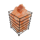 Rectangle Iron Basket Himalayan Pink Salt Lamp Rock Crystal Bulb