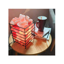 Rectangle Iron Basket Himalayan Pink Salt Lamp Rock Crystal Bulb