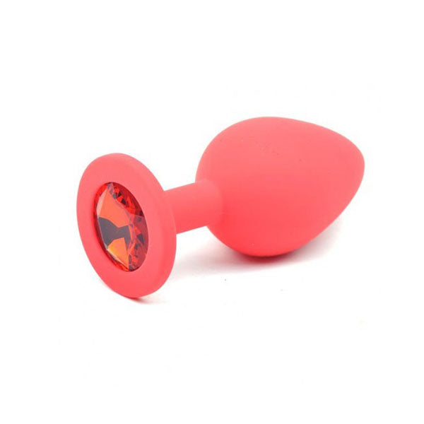 Red Silicone Anal Plug With Red Diamond