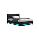 Rgb Led Bed Frame King Single Size Gas Lift Base Storage Leather Lumi