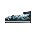 Rgb Led Bed Frame King Single Size Gas Lift Base Storage Leather Lumi
