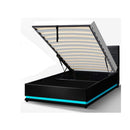 Rgb Led Bed Frame King Single Size Gas Lift Base Storage Leather Lumi