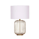 Rose Gold Table Lamp With Linen Drum Shade