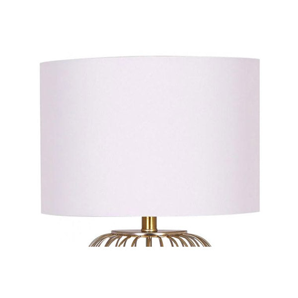 Rose Gold Table Lamp With Linen Drum Shade