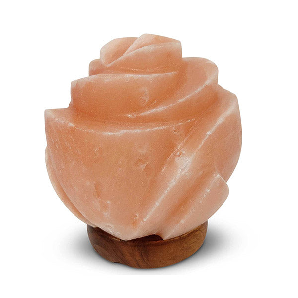 Rose Himalayan Pink Salt Lamp Carved Flower Rock Crystal Light Bulb