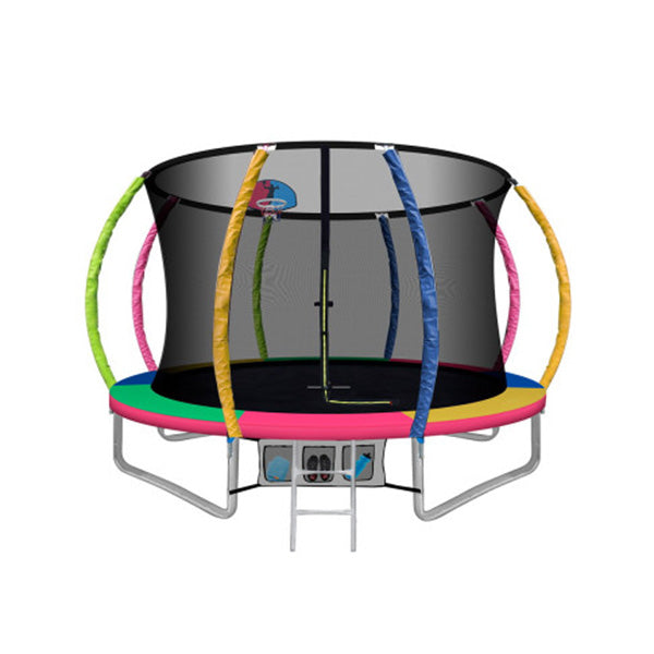 Round Trampoline With Basketball Hoop And Safety Net Enclosure 10ft