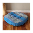 Round Zafu Meditation Cushion With Natural Kapok Fiber Blue Jumbo