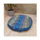 Round Zafu Meditation Cushion With Natural Kapok Fiber Blue Jumbo