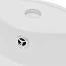 Round Ceramic Bathroom Sink Basin Faucet / Overflow Hole - White