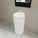 Round Ceramic Stand Bathroom Sink Basin / Overflow Hole - White