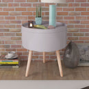 Round Side Table With Serving Tray 39.5 x 44.5 Cm - Grey