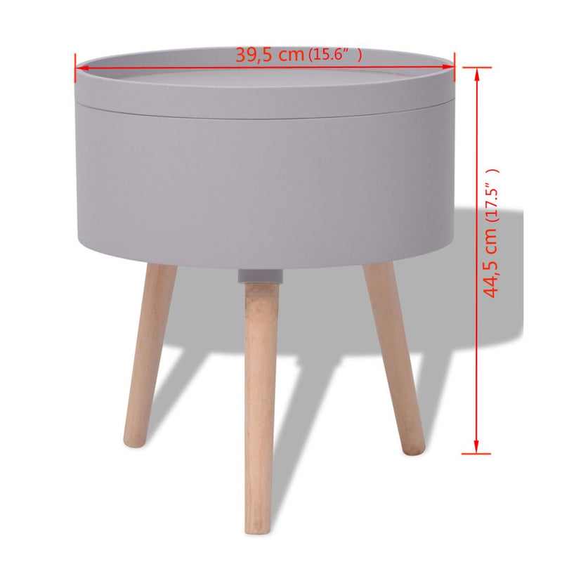 Round Side Table With Serving Tray 39.5 x 44.5 Cm - Grey