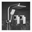 Wels Square 8 Inch Rain Shower Head Handheld Spray Bracket Rail Chrome