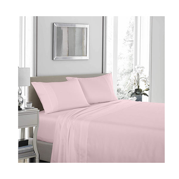 Royal Comfort Sheet Set 4Pcs Satin Weave Finish King Soft Pink