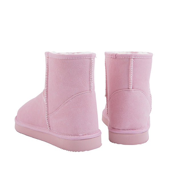 Ugg Slipper Boots Womens Leather Upper Wool Lining 8 To 9 Pink
