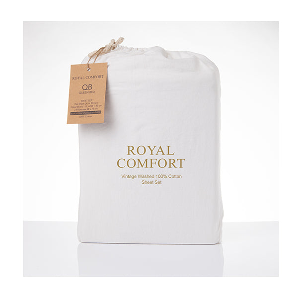 Royal Comfort Cotton Sheet Fitted Flat Sheet Pillowcases Set Double