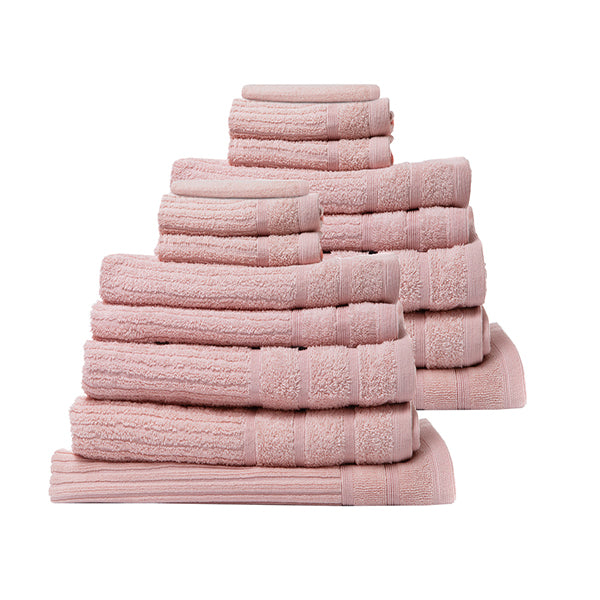 Royal Comfort 16 Piece Egyptian Cotton Eden Towel Set Blush