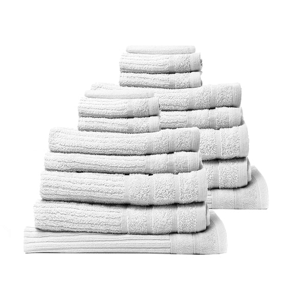 Royal Comfort 16 Piece Egyptian Cotton Eden Towel Set White