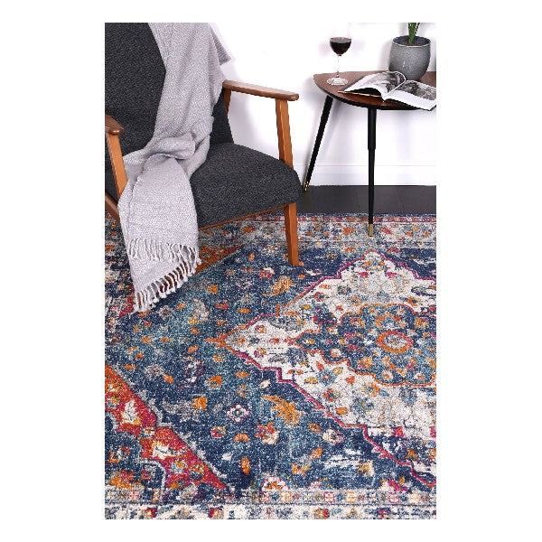 Delicate Navy Multi Oriental Rug
