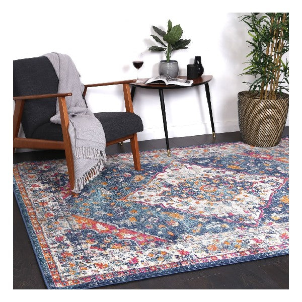 Delicate Navy Multi Oriental Rug