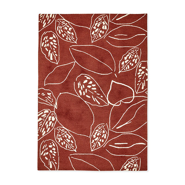 Rust And Ivory Leaves Rug