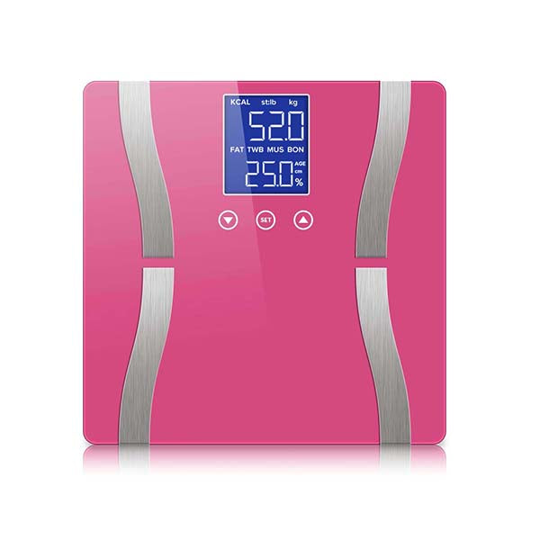 Soga Digital Body Fat Scale Weight Gym Glass Water Lcd Electronic Pink