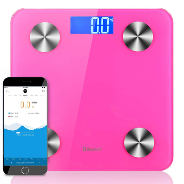 Soga Wireless Bluetooth Digital Body Fat Scale Health Analyser Pink