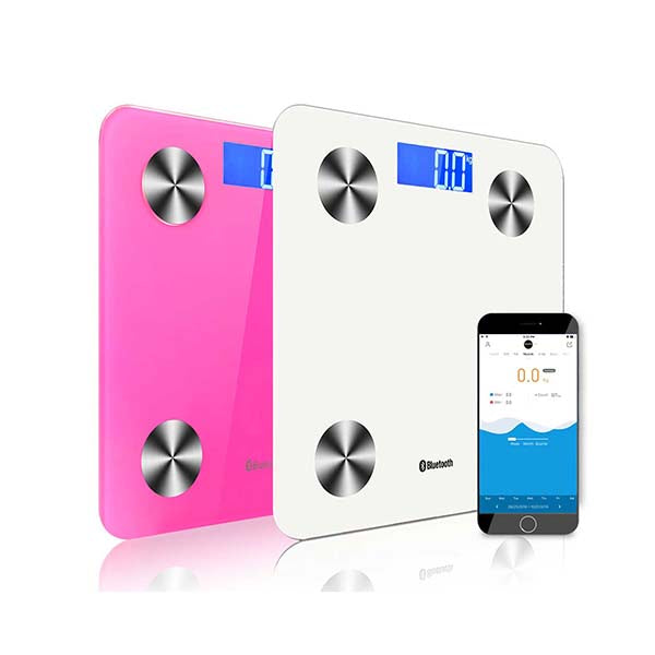 Soga 2X Bluetooth Digital Body Scale Health Analyser Weight White Pink