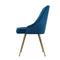 Set of 2 Blue Velvet Dining Chairs With Metal Legs
