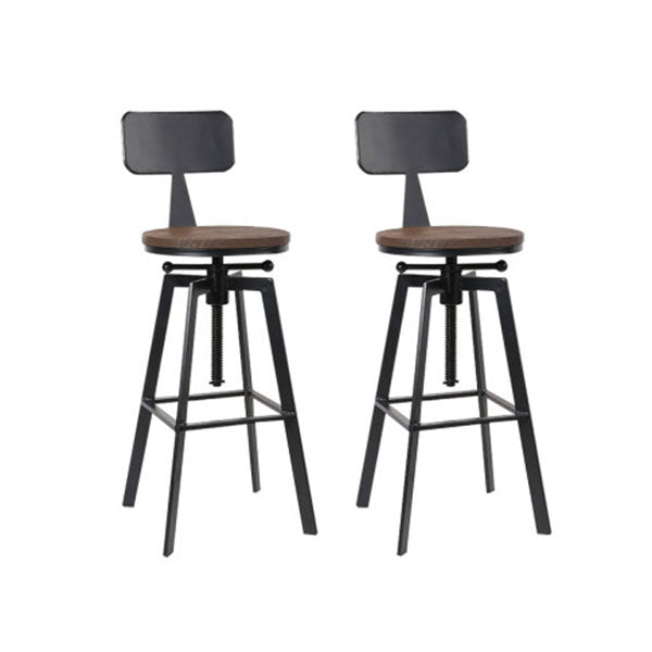 Set Of 2 Rustic Industrial Style Metal Bar Stool