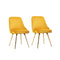 Set of 2 Yellow Velvet Dining Chairs With Metal Legs