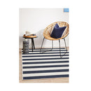 Ocean Power Loomed Navy White Rug