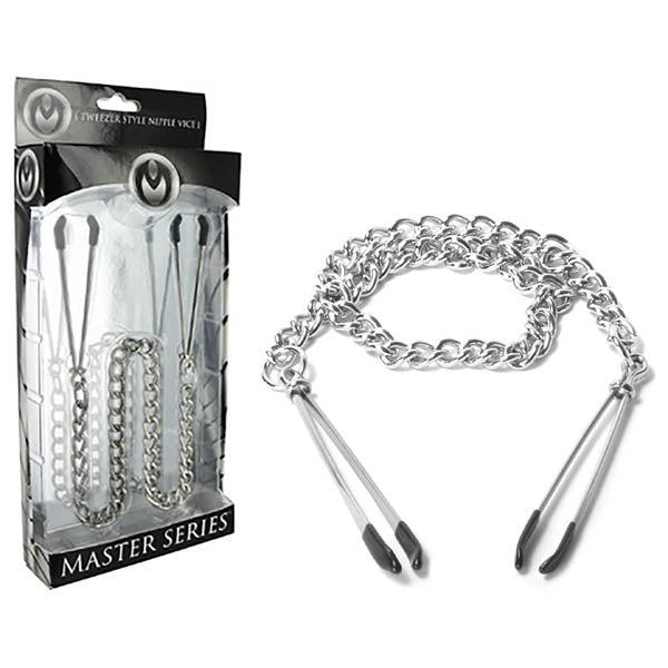 Master Series Reign Tweezer Nipple Vice - Metal Nipple Clamps with Chain
