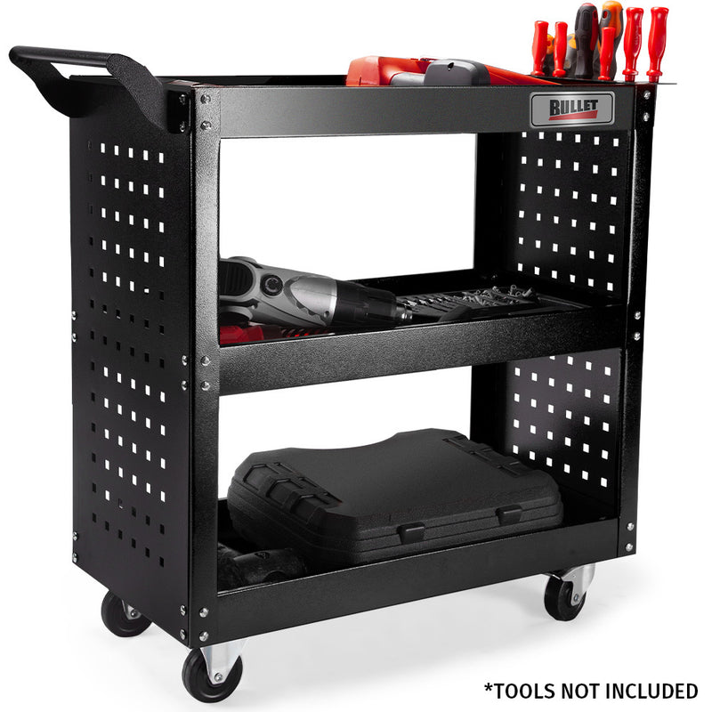 3 Tier Steel Tool Trolley Cart For Workshop Mechanic With Pegboard