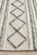 Studio Milly Textured Woollen White Grey Rug