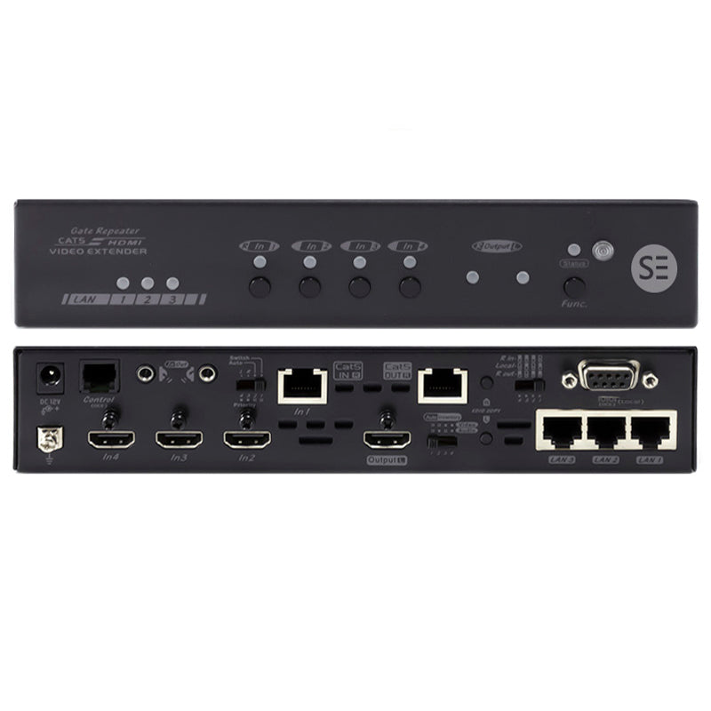 Serveredge HDBaseT 4K2K 4-Input Switcher with (1) HDBaseT (3) HDMI Inputs (1) HDBaseT (1) HDMI Mirrored Outputs IR Ethernet & Control -100m