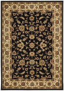 Sydney Collection Classic Rug Black With Ivory Border