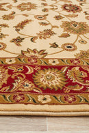 Sydney Collection Classic Rug Ivory With Red Border