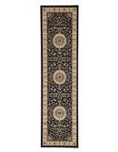 Sydney Collection Medallion Rug Black With Ivory Border